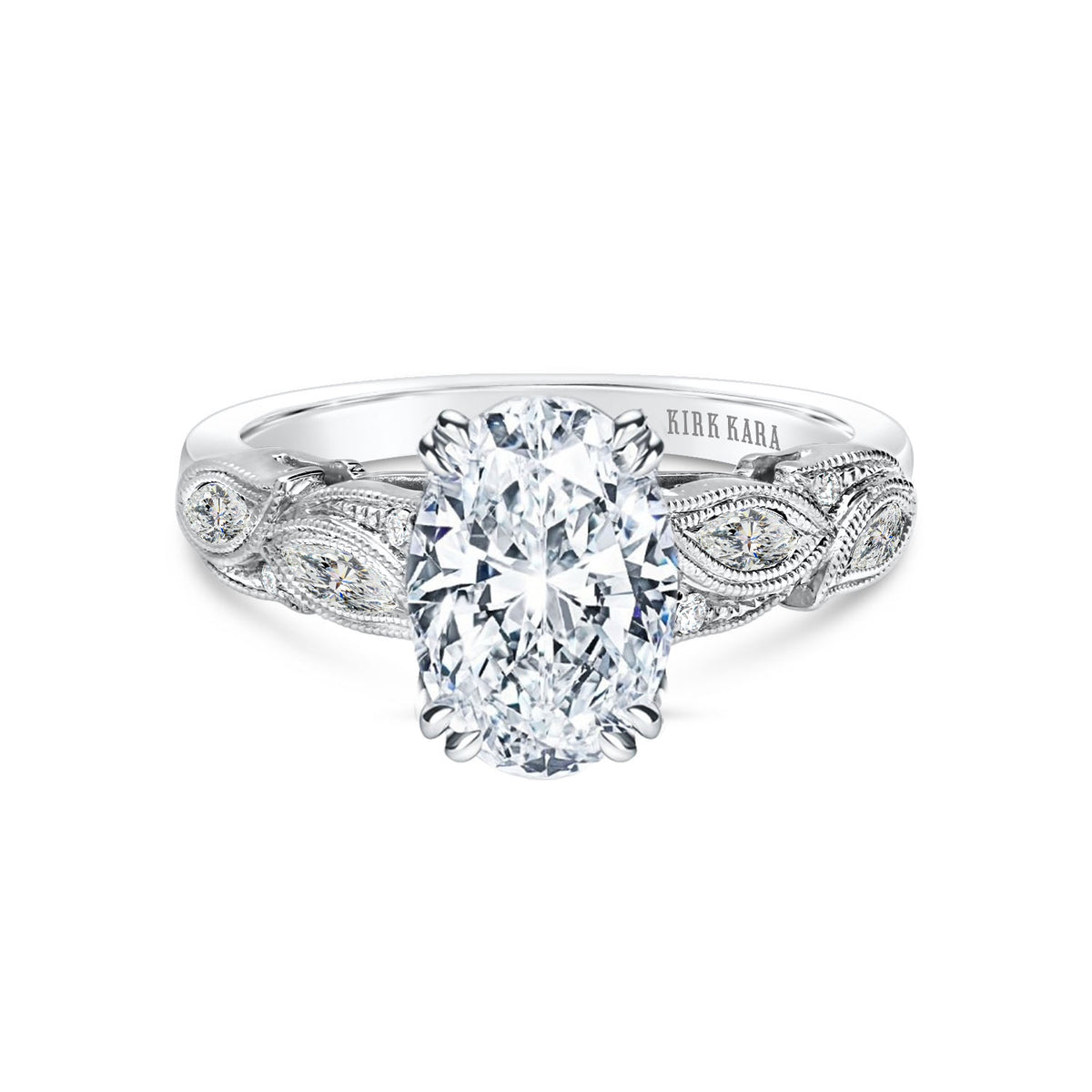 Botanical Floral Marquise Diamond Engagement Ring