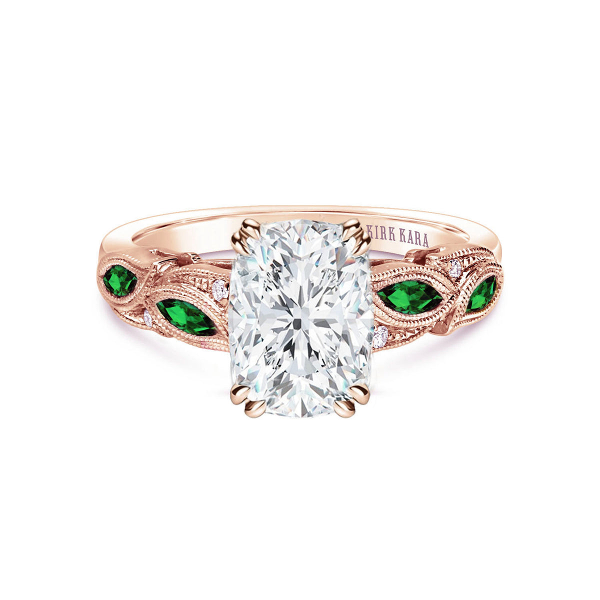 Botanical Floral Tsavorite Marquise Diamond Engagement Ring