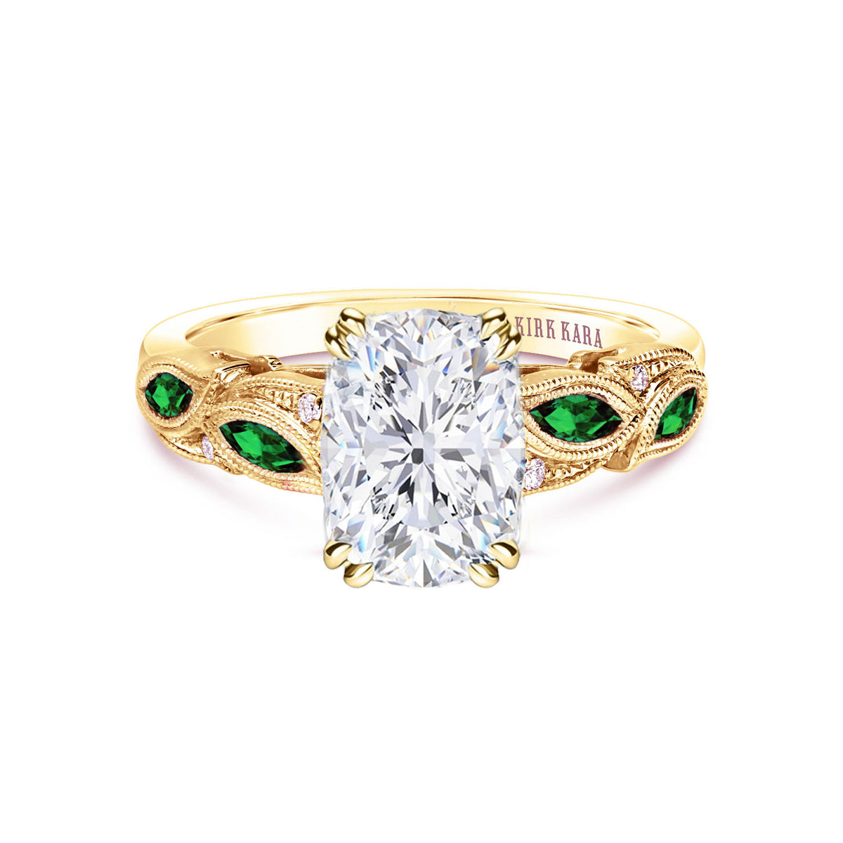 Botanical Floral Tsavorite Marquise Diamond Engagement Ring