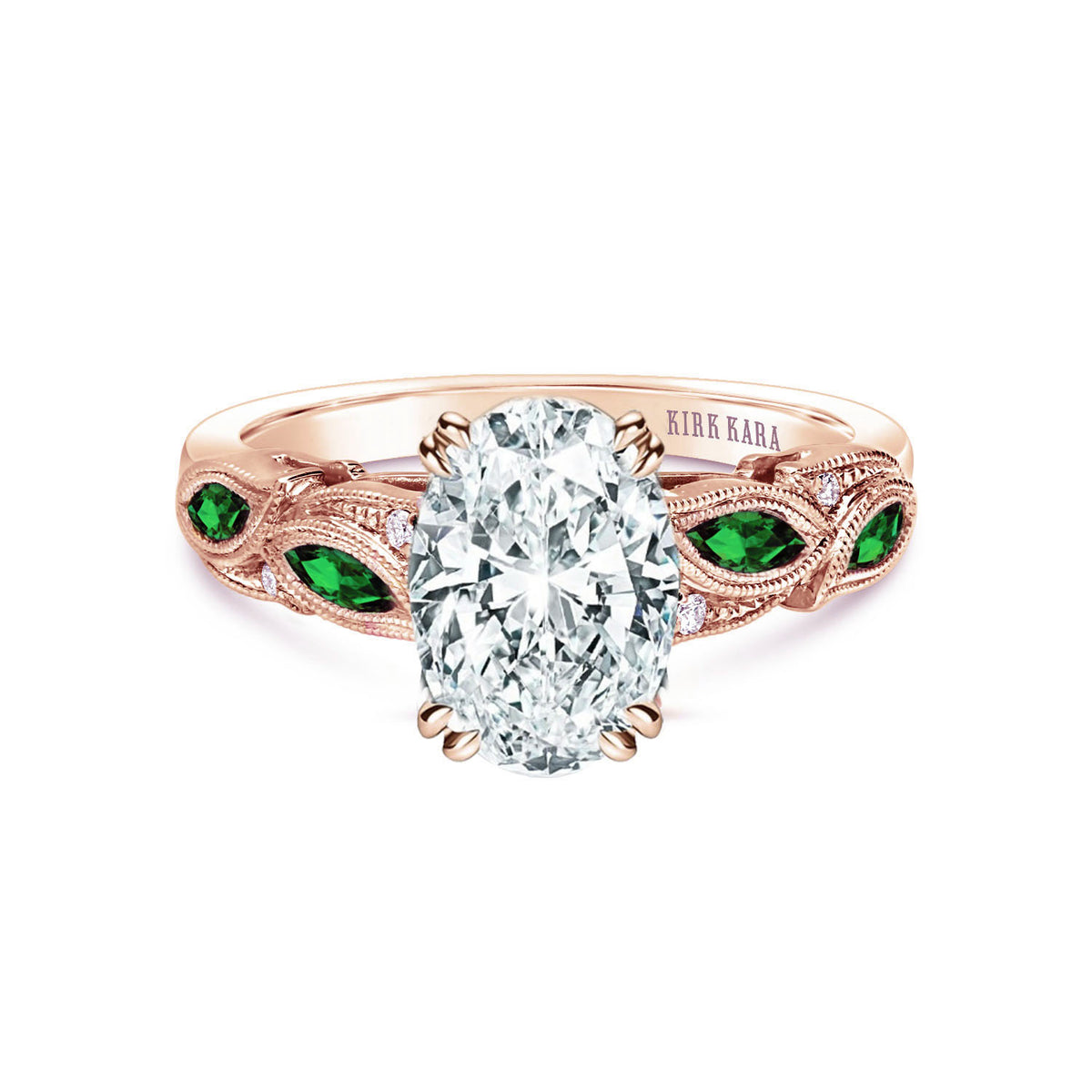 Botanical Floral Tsavorite Marquise Diamond Engagement Ring
