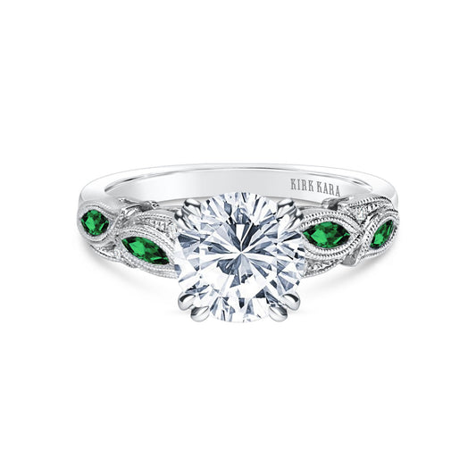 Botanical Floral Tsavorite Marquise Diamond Engagement Ring
