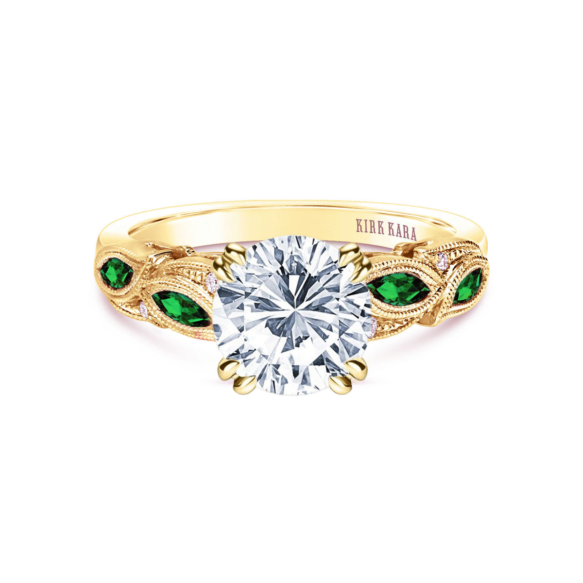 Botanical Floral Tsavorite Marquise Diamond Engagement Ring
