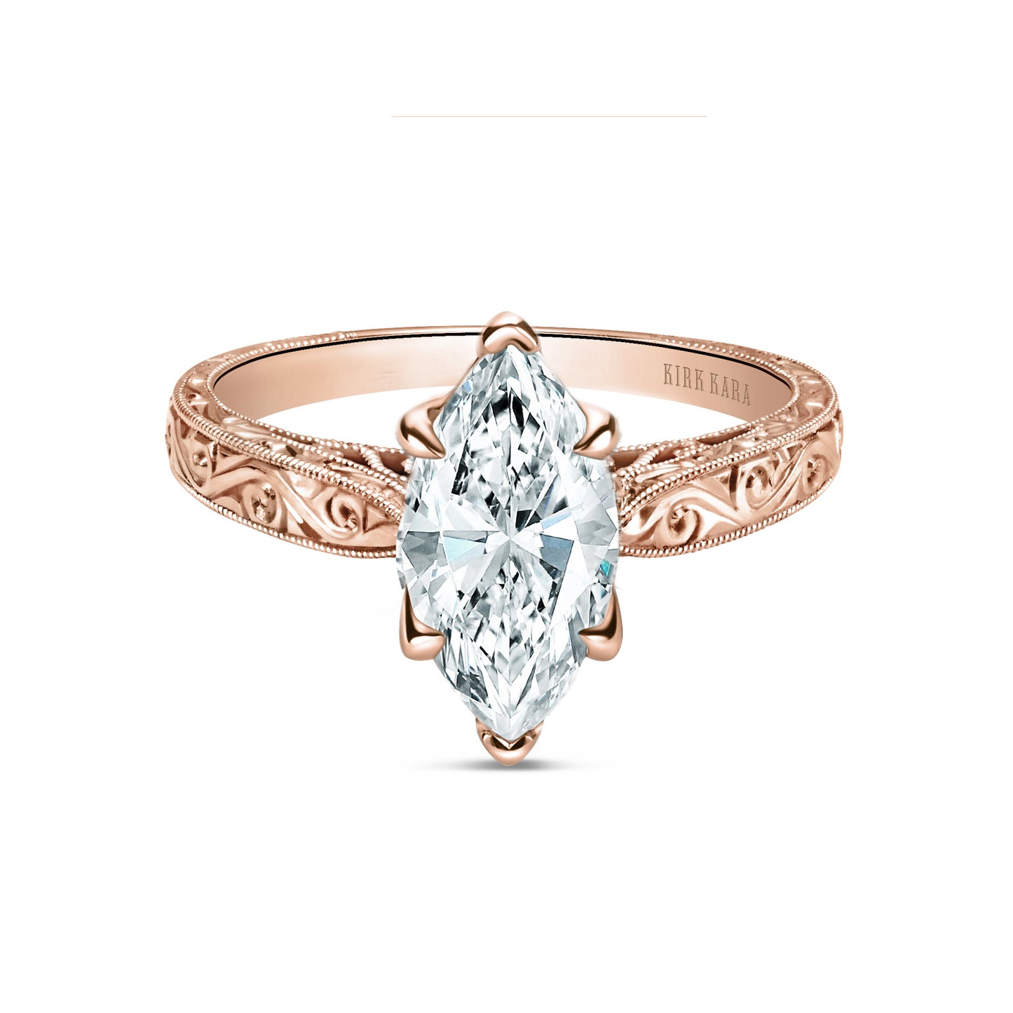 Hand Engraved Vintage Inspired Solitaire Engagement Ring