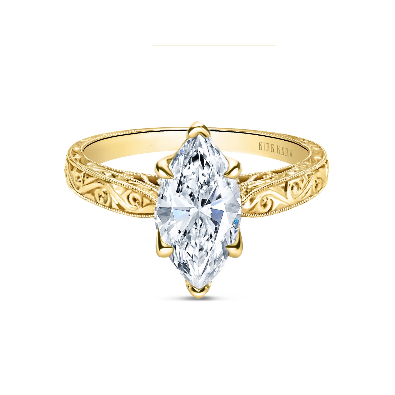 Hand-Engraved Vintage-Inspired Solitaire Engagement Ring – Kirk Kara