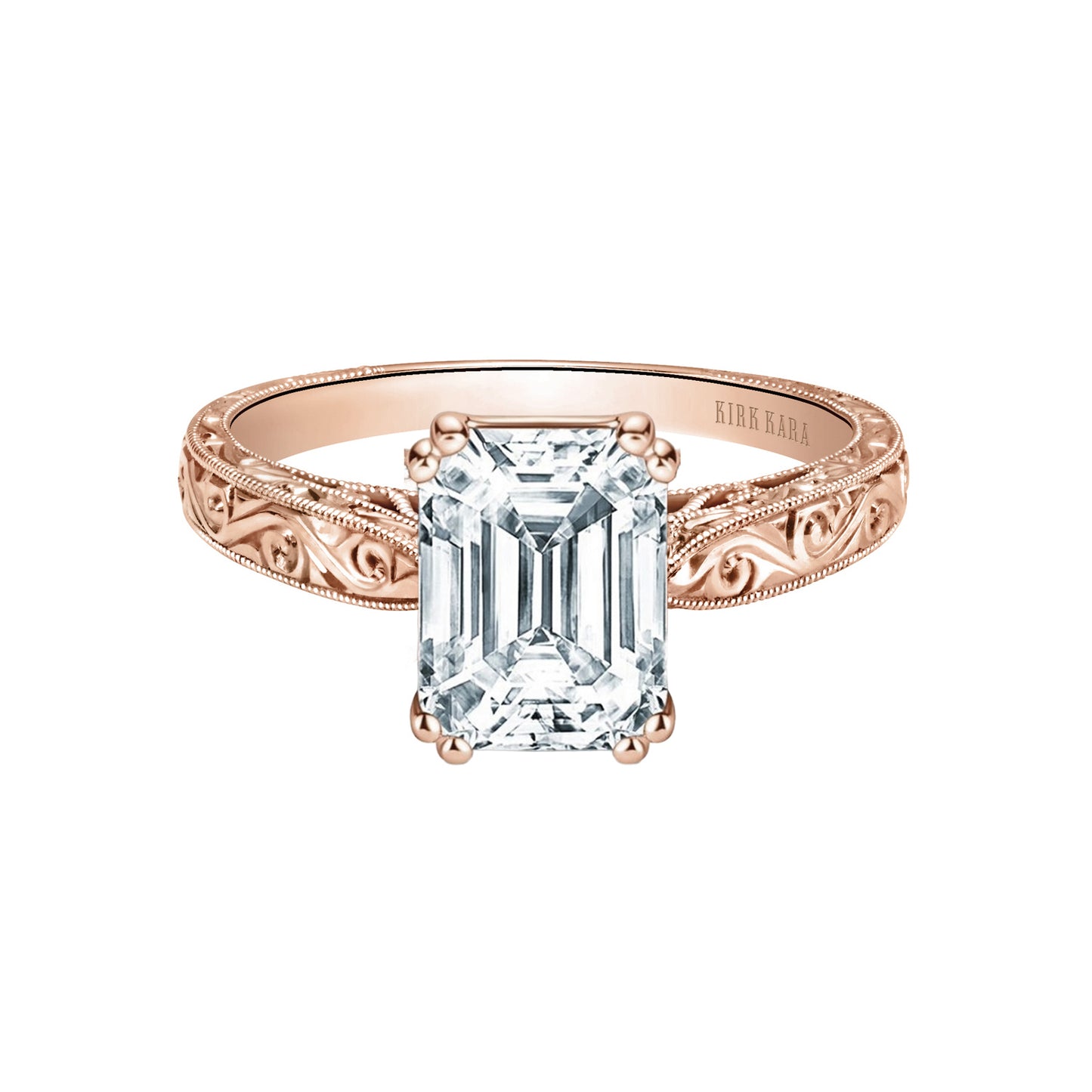 Hand Engraved Vintage Inspired Solitaire Engagement Ring