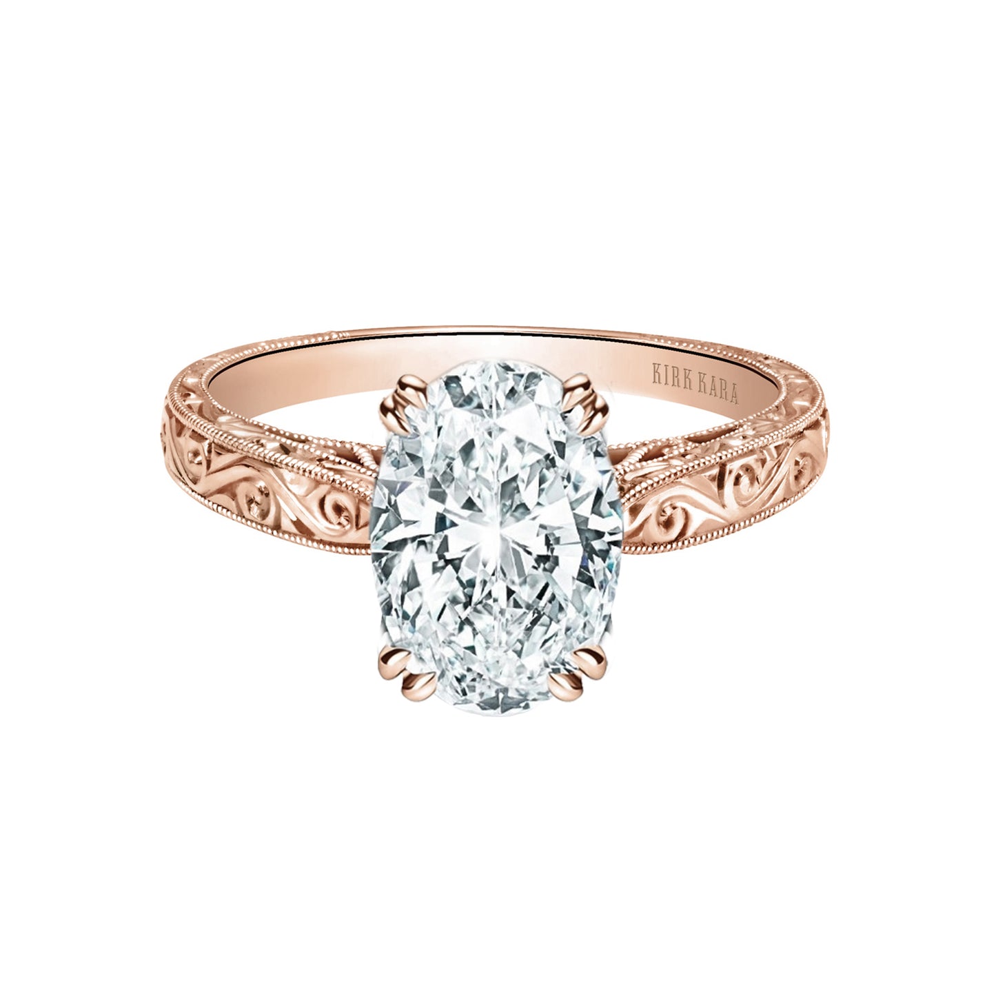 Hand Engraved Vintage Inspired Solitaire Engagement Ring