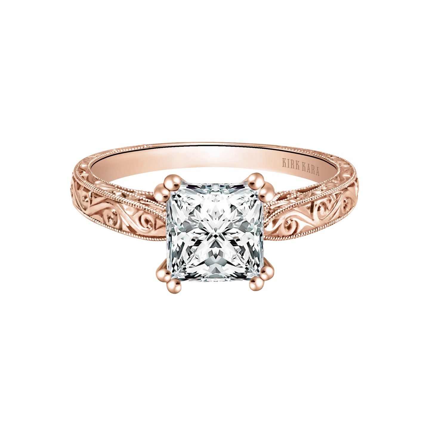 Hand Engraved Vintage Inspired Solitaire Engagement Ring