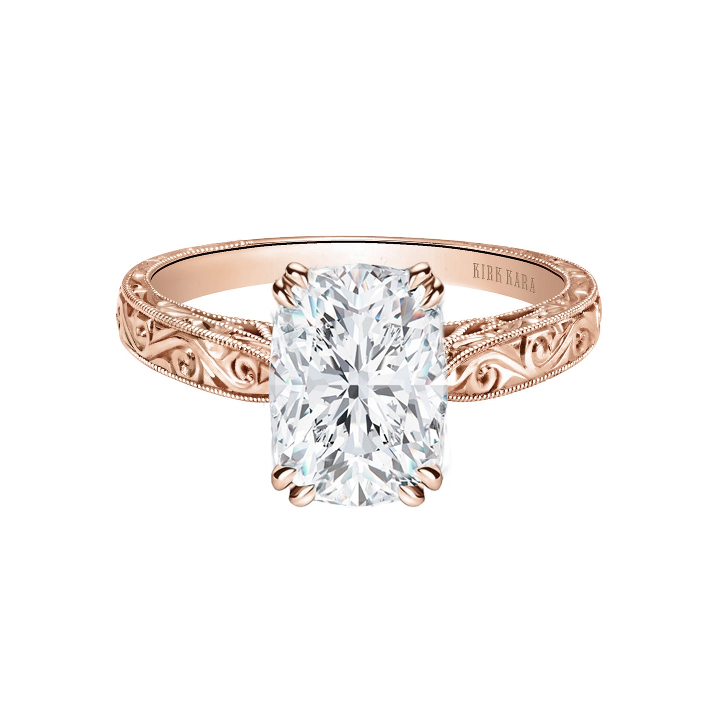 Hand Engraved Vintage Inspired Solitaire Engagement Ring