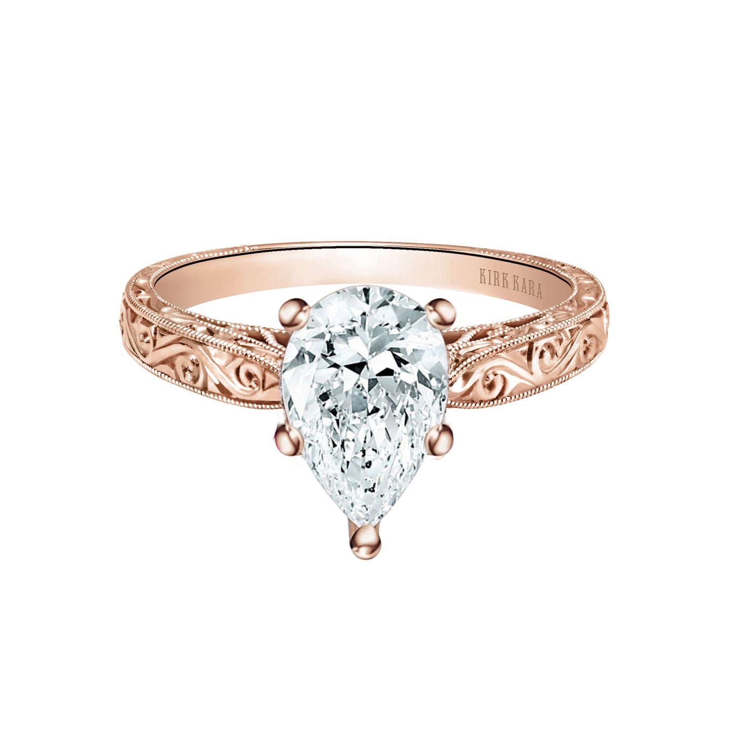 Hand Engraved Vintage Inspired Solitaire Engagement Ring