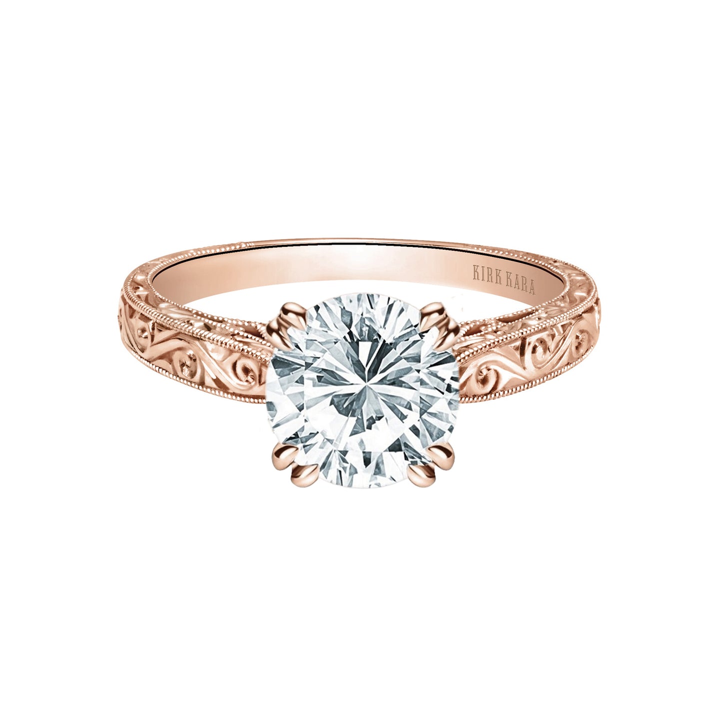 Hand Engraved Vintage Inspired Solitaire Engagement Ring