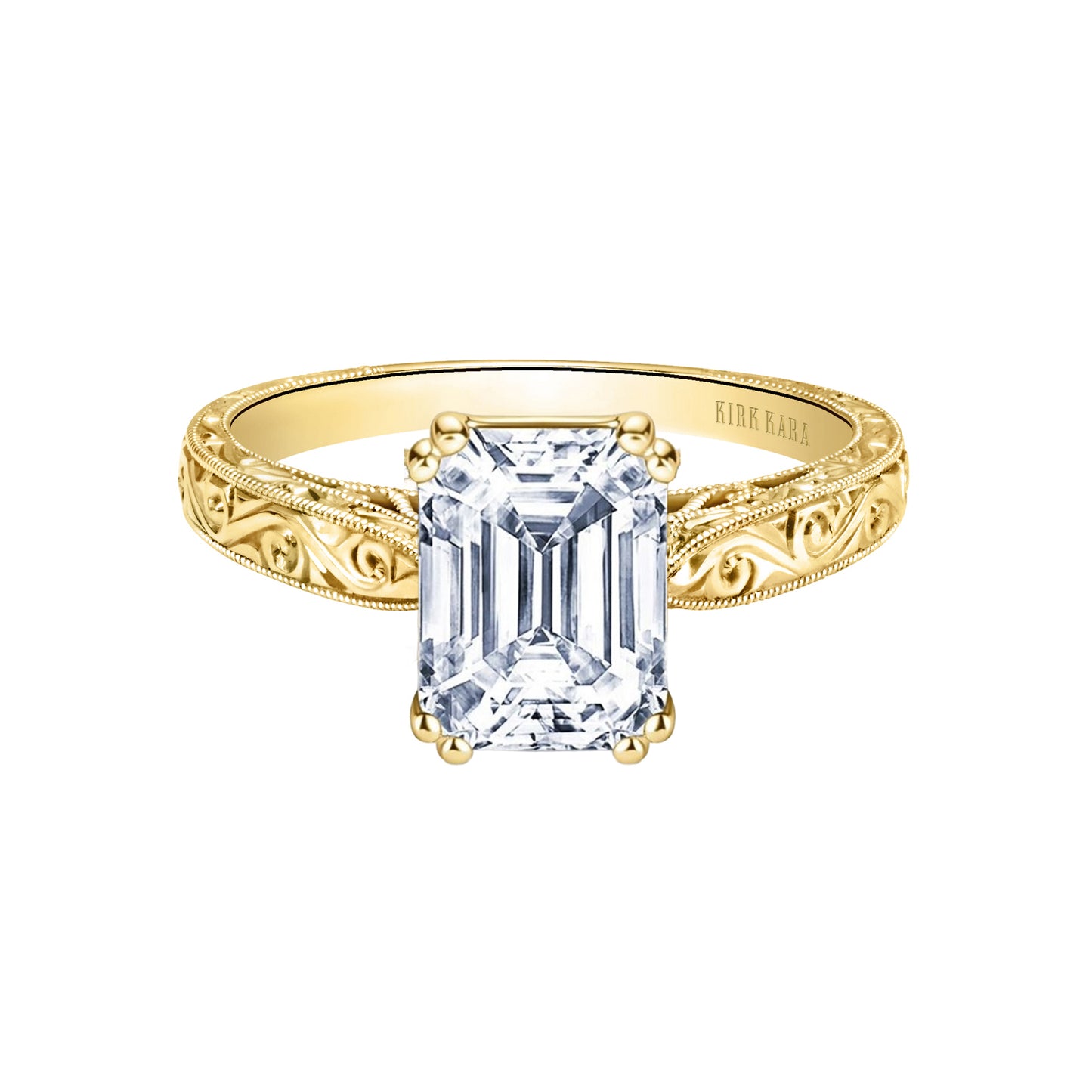 Hand Engraved Vintage Inspired Solitaire Engagement Ring