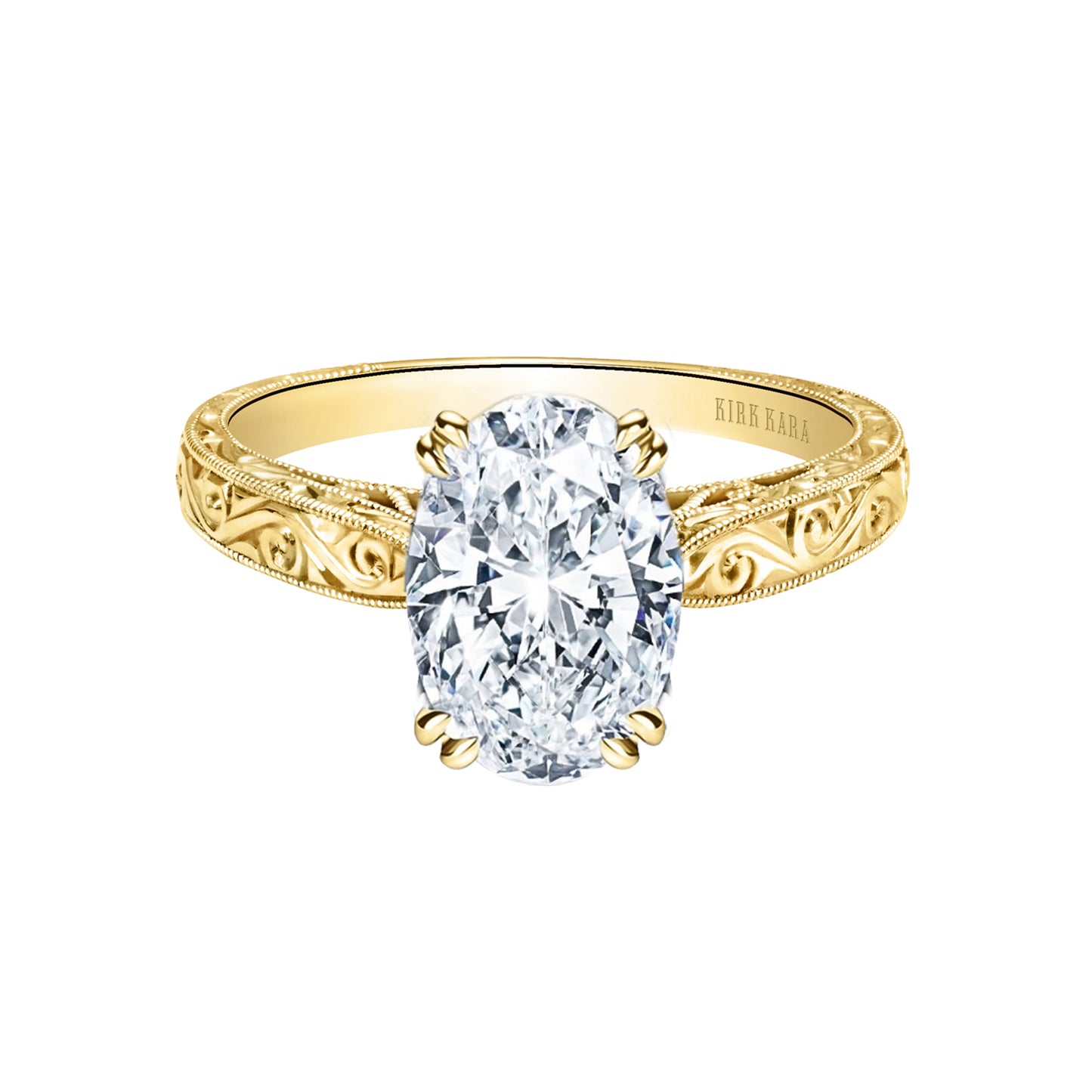 Hand Engraved Vintage Inspired Solitaire Engagement Ring