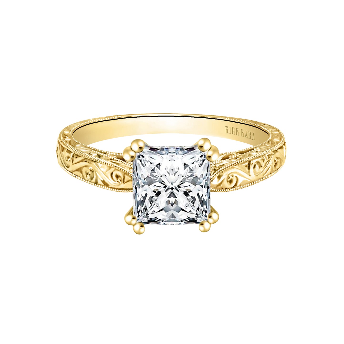 Hand Engraved Vintage Inspired Solitaire Engagement Ring