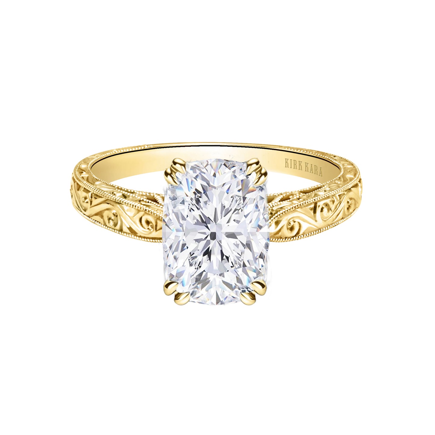 Hand Engraved Vintage Inspired Solitaire Engagement Ring