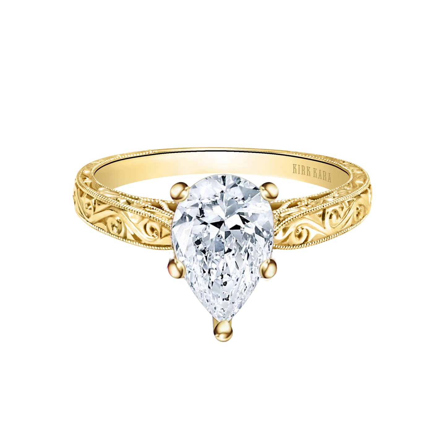 Hand Engraved Vintage Inspired Solitaire Engagement Ring