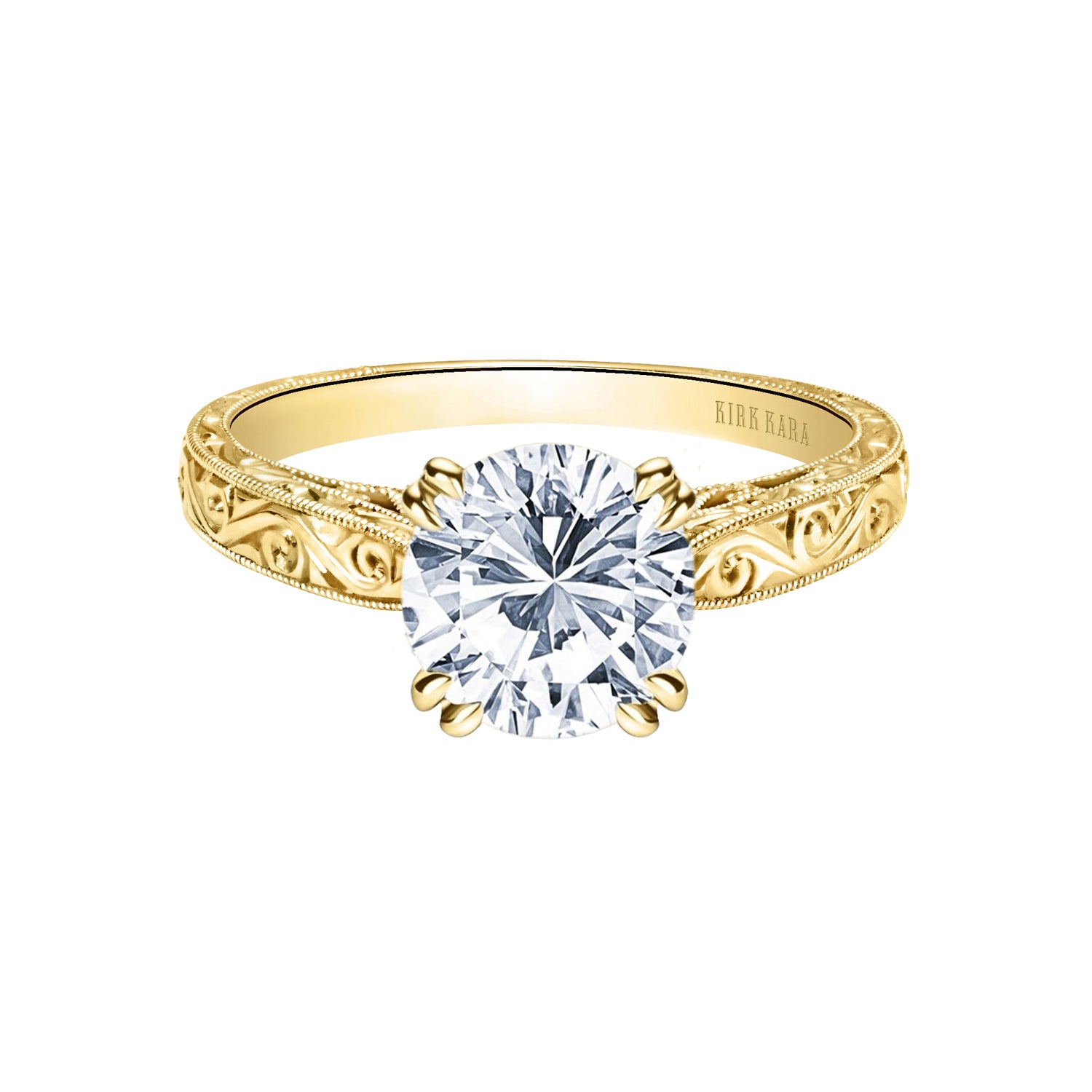 Hand-Engraved Vintage-Inspired Solitaire Engagement Ring – Kirk Kara