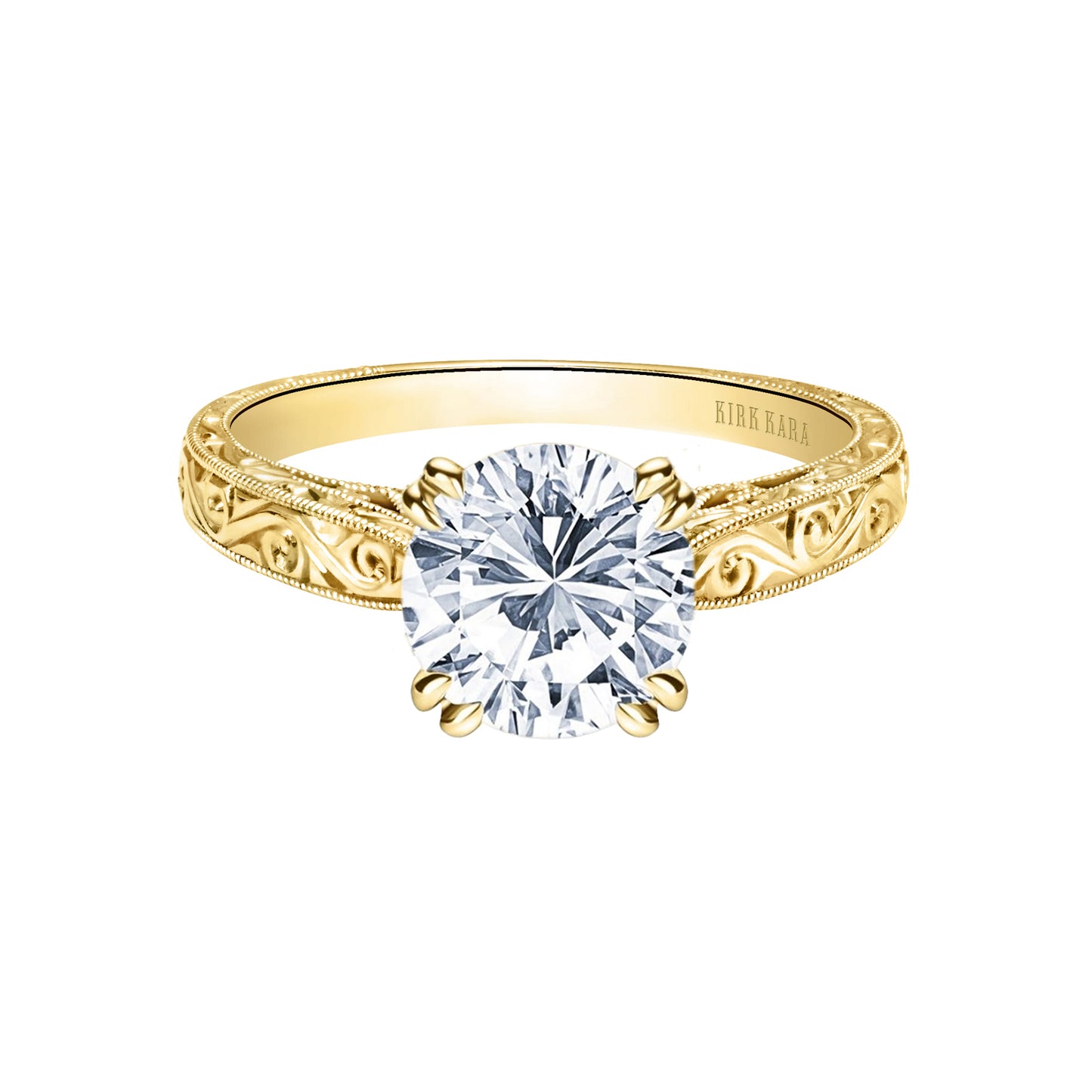 Hand Engraved Vintage Inspired Solitaire Engagement Ring