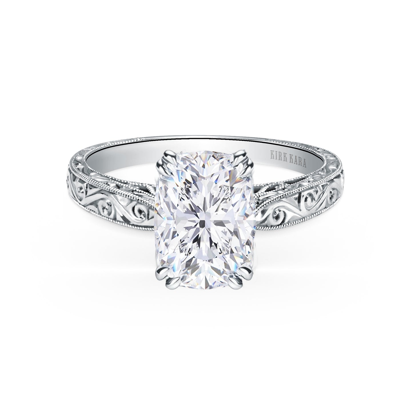 Hand Engraved Vintage Inspired Solitaire Engagement Ring