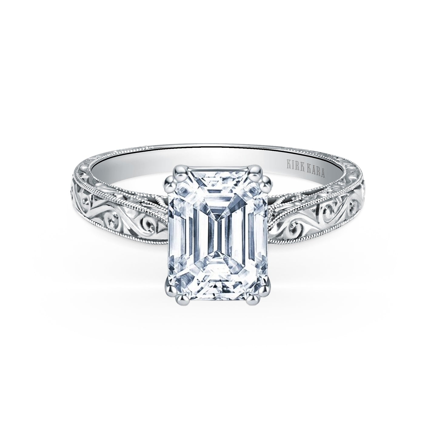 Hand Engraved Vintage Inspired Solitaire Engagement Ring
