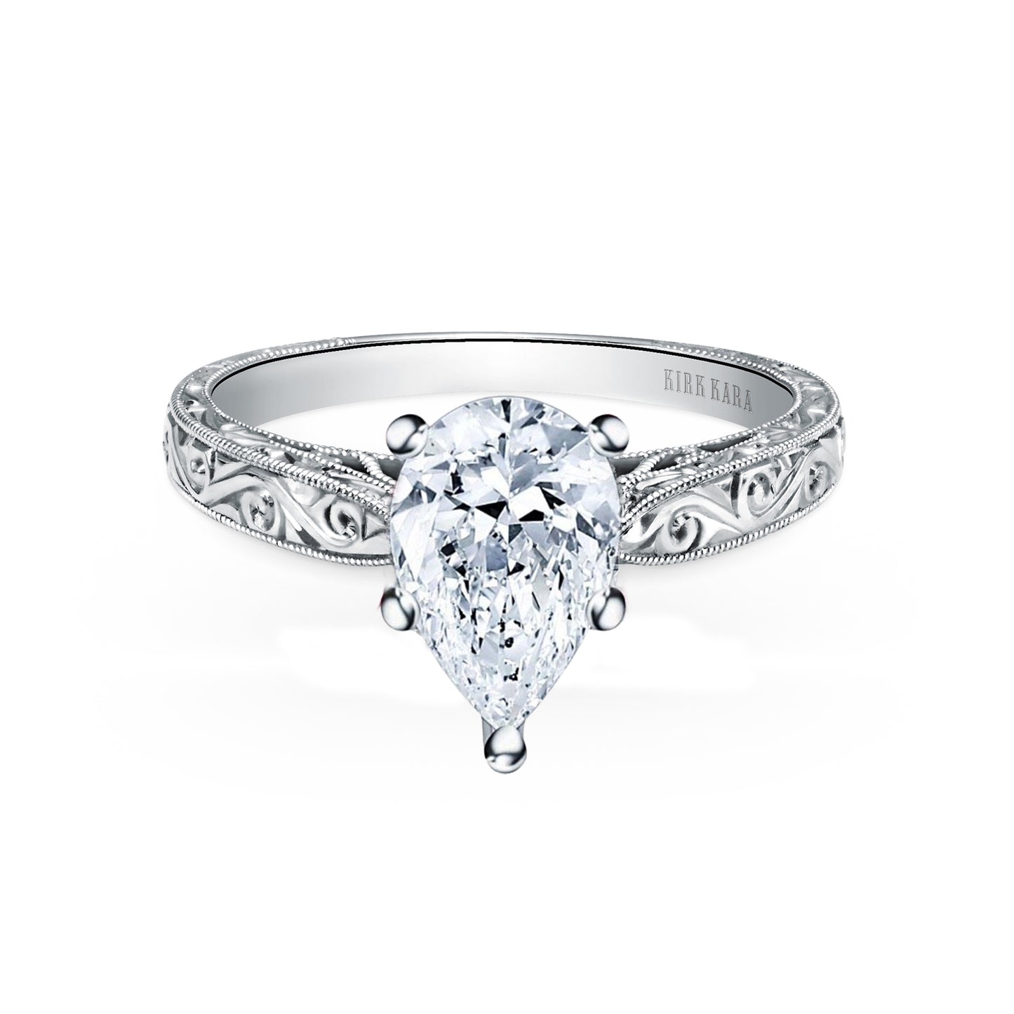 Hand Engraved Vintage Inspired Solitaire Engagement Ring
