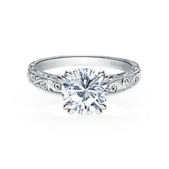 Hand Engraved Vintage Inspired Solitaire Engagement Ring