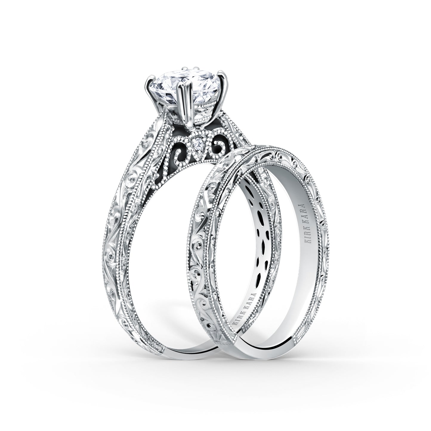 Hand Engraved Vintage Inspired Solitaire Engagement Ring