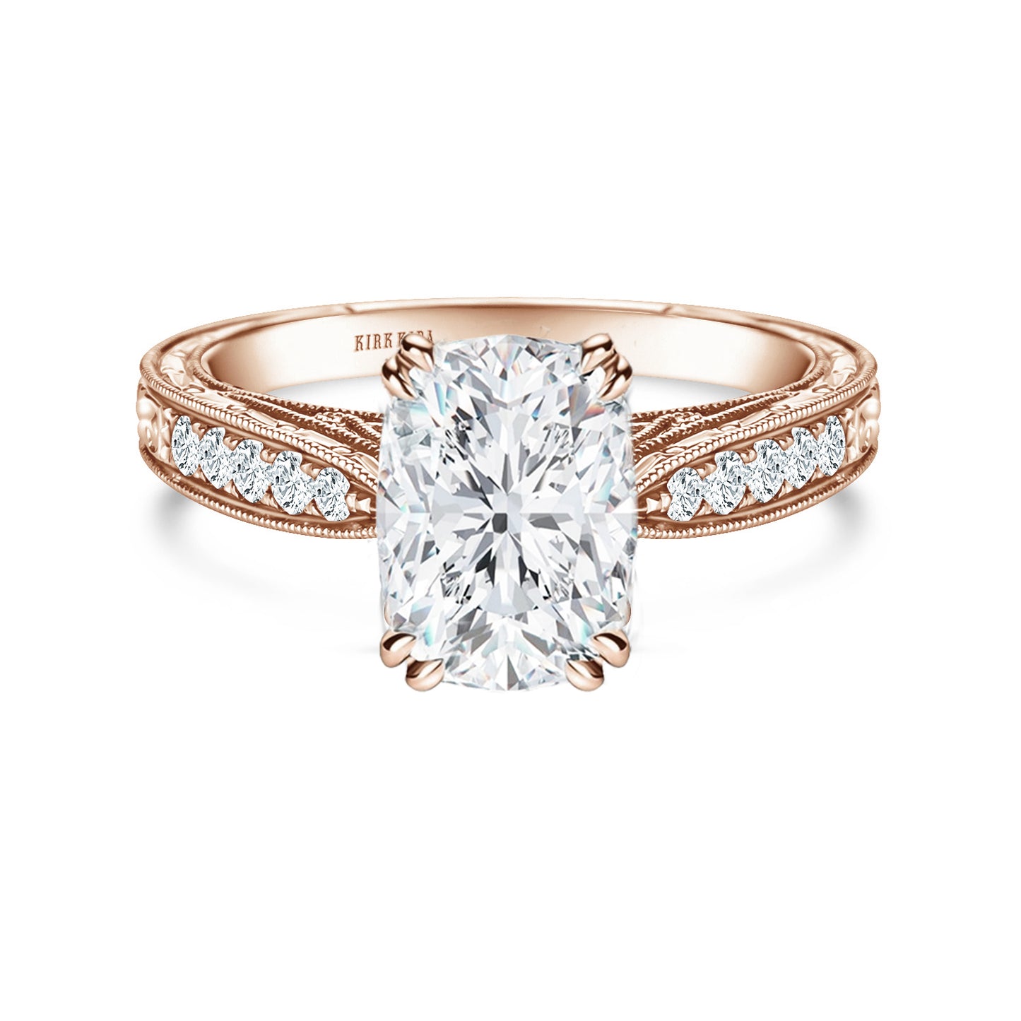 Hand Engraved Vintage Inspired Diamond Solitaire Engagement Ring
