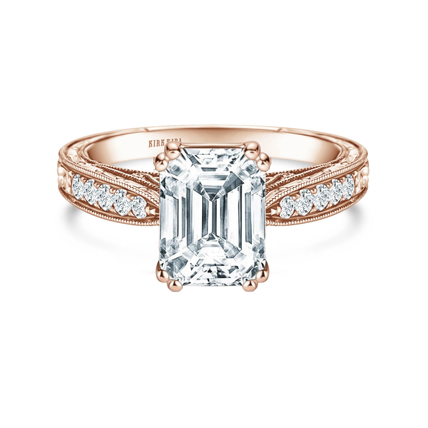 Hand Engraved Vintage Inspired Diamond Solitaire Engagement Ring
