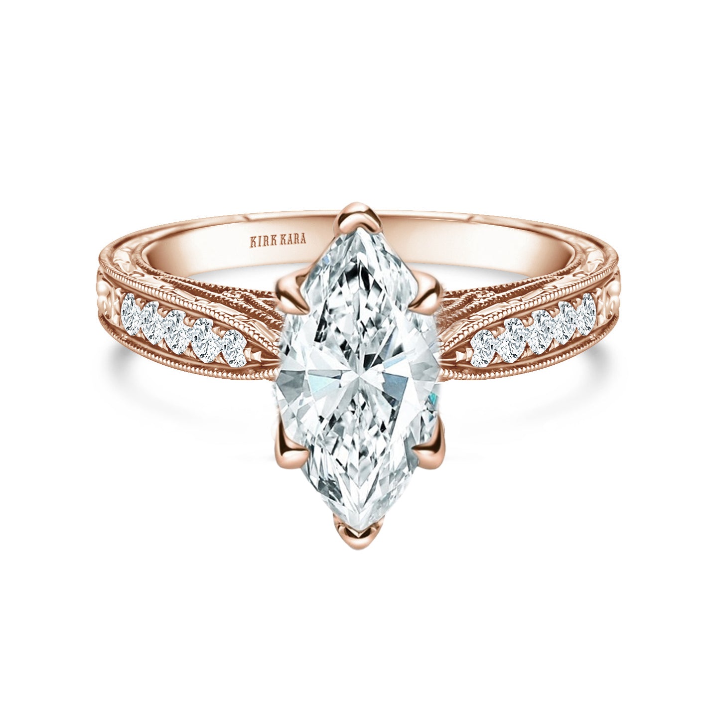 Hand Engraved Vintage Inspired Diamond Solitaire Engagement Ring