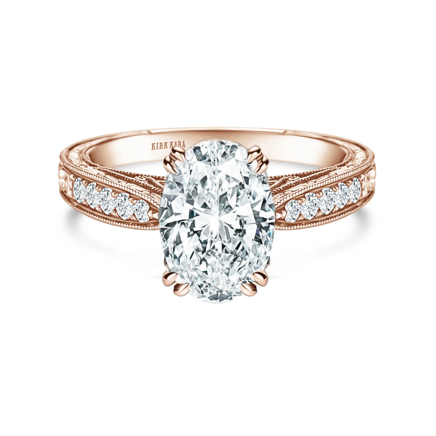 Hand Engraved Vintage Inspired Diamond Solitaire Engagement Ring