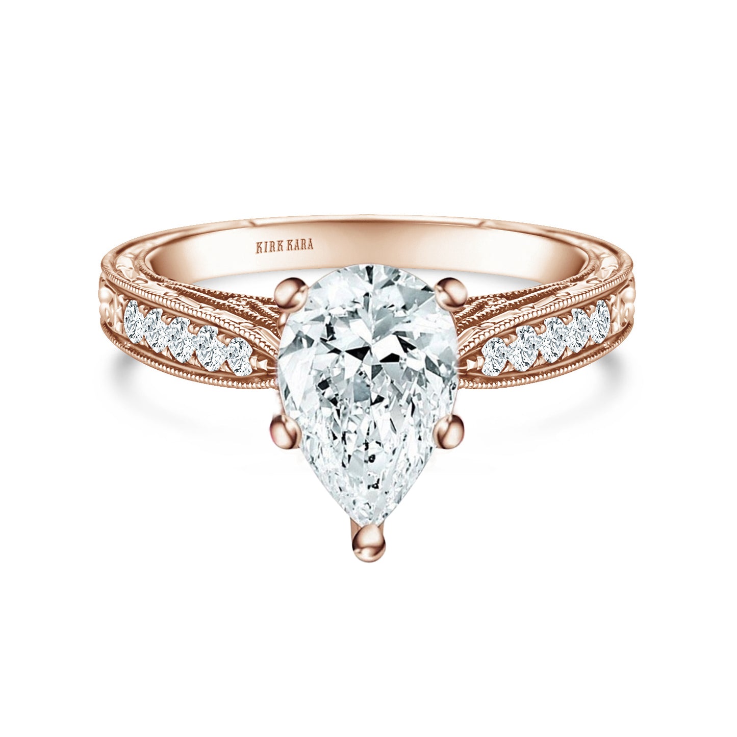 Hand Engraved Vintage Inspired Diamond Solitaire Engagement Ring