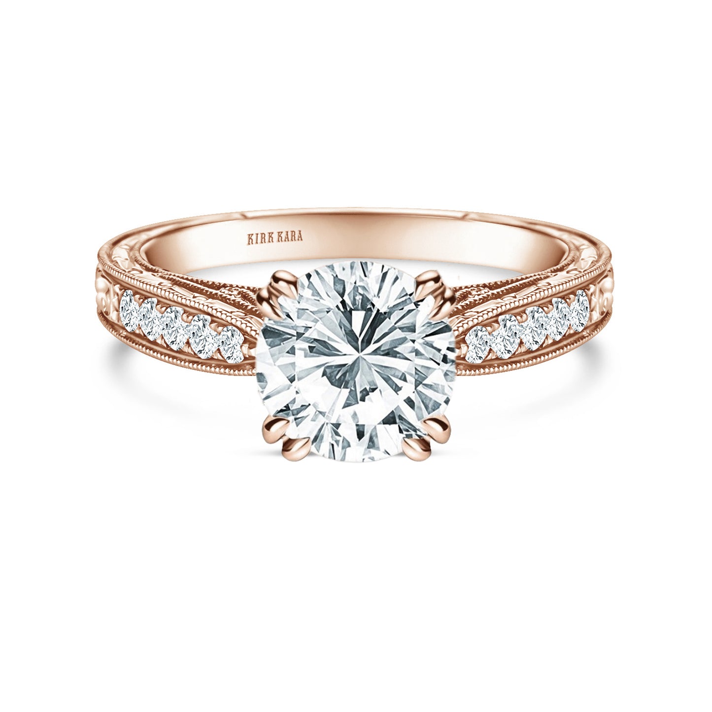Hand Engraved Vintage Inspired Diamond Solitaire Engagement Ring