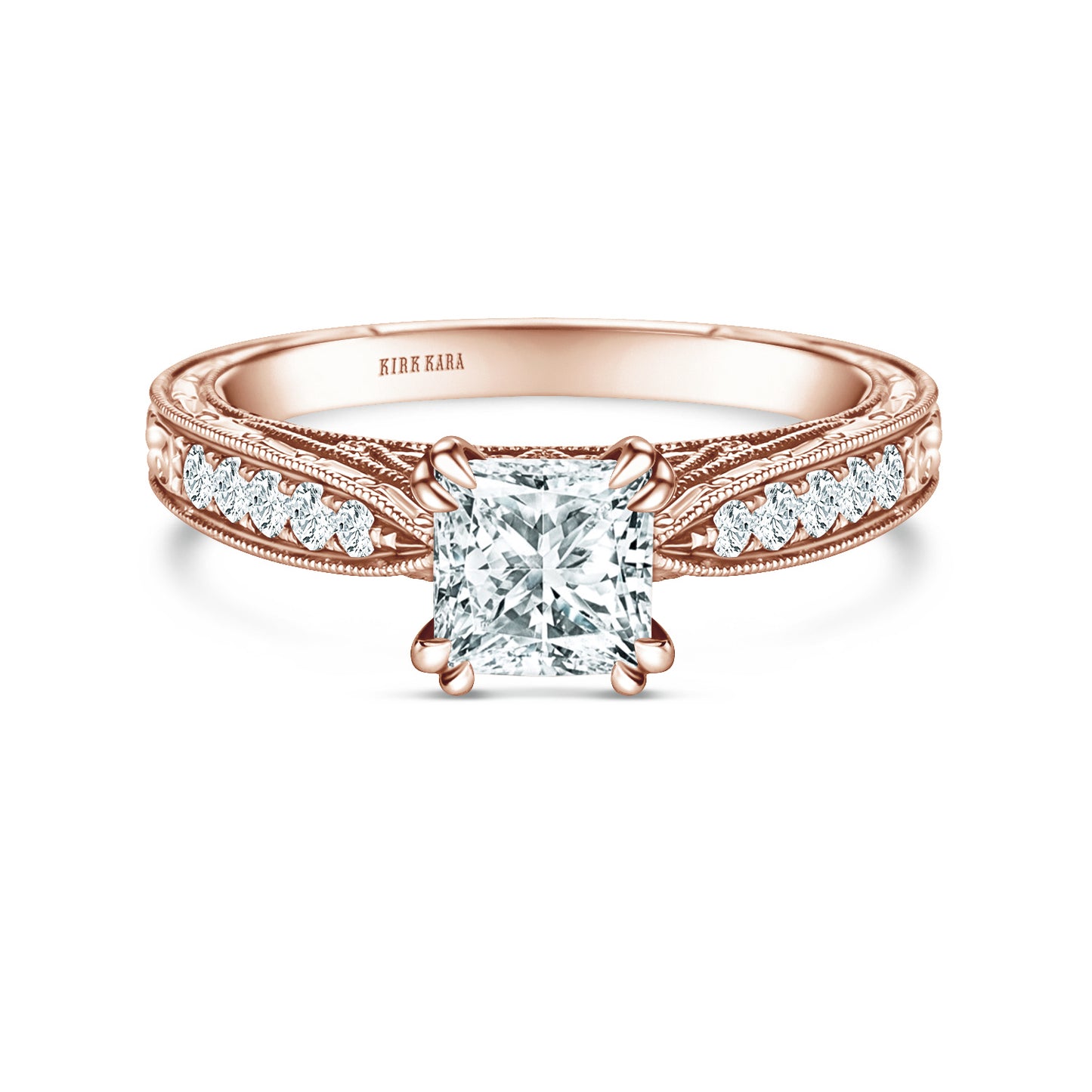 Hand Engraved Vintage Inspired Diamond Solitaire Engagement Ring