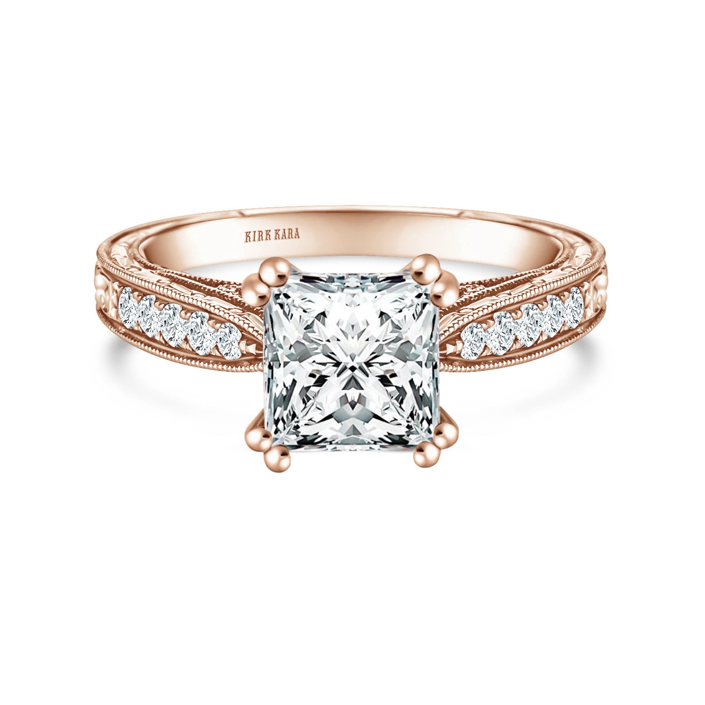 Hand Engraved Vintage Inspired Diamond Solitaire Engagement Ring