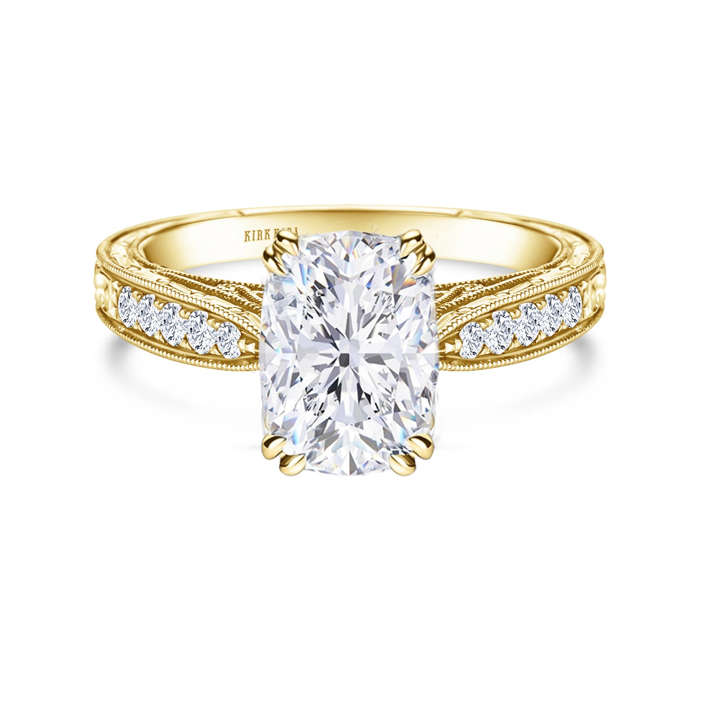 Hand Engraved Vintage Inspired Diamond Solitaire Engagement Ring