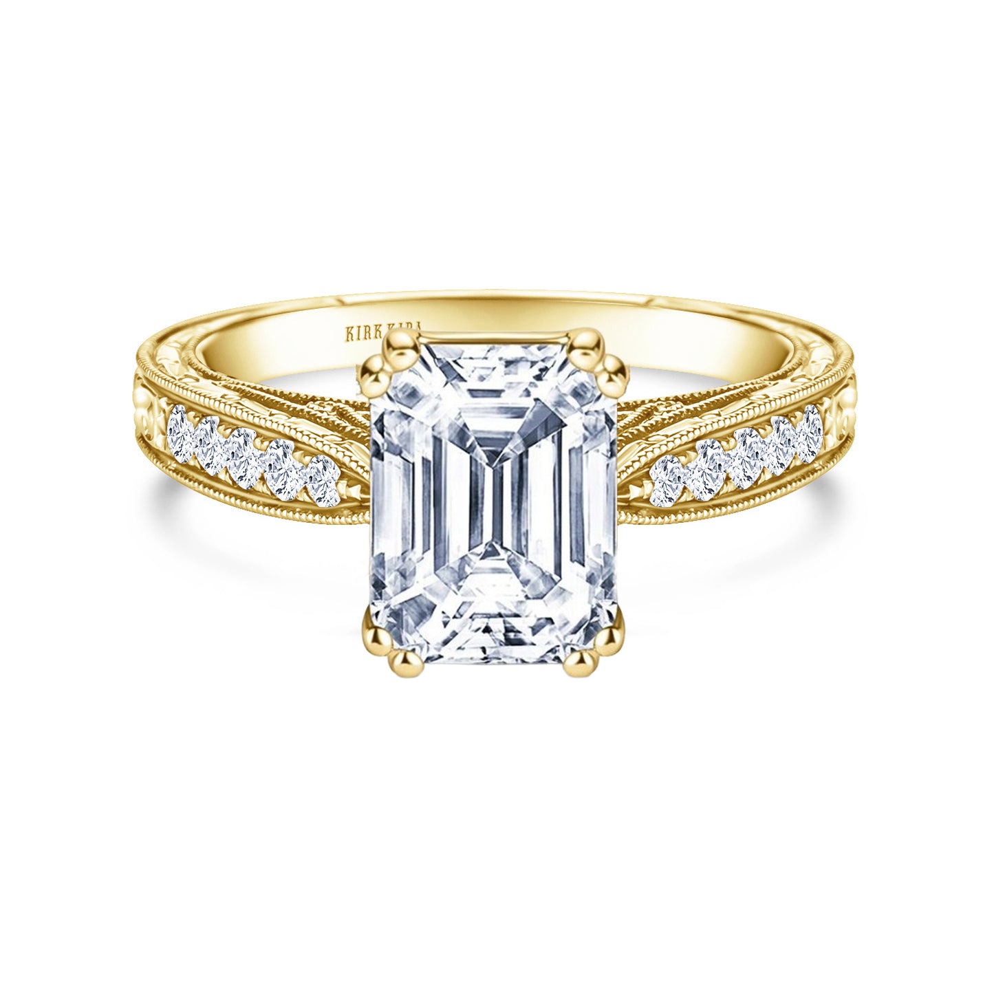 Hand Engraved Vintage Inspired Diamond Solitaire Engagement Ring