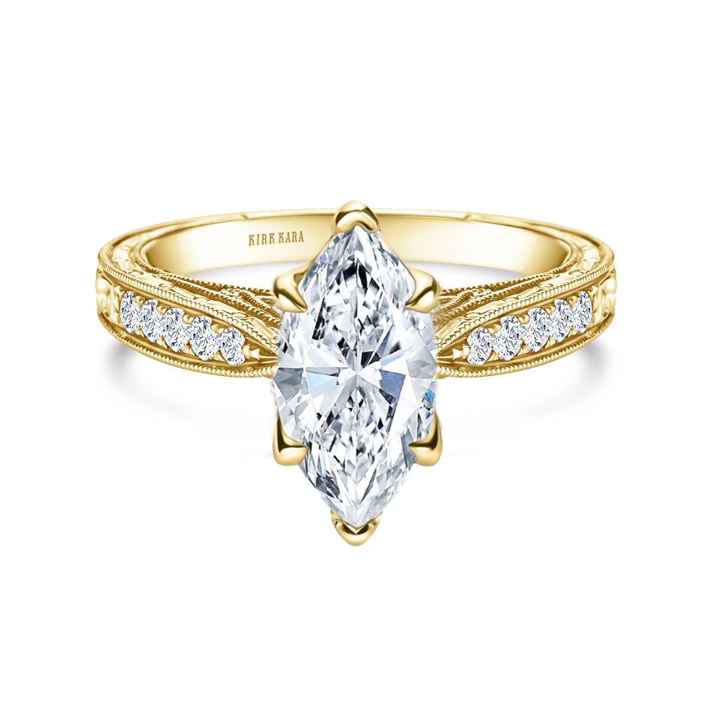 Hand Engraved Vintage Inspired Diamond Solitaire Engagement Ring