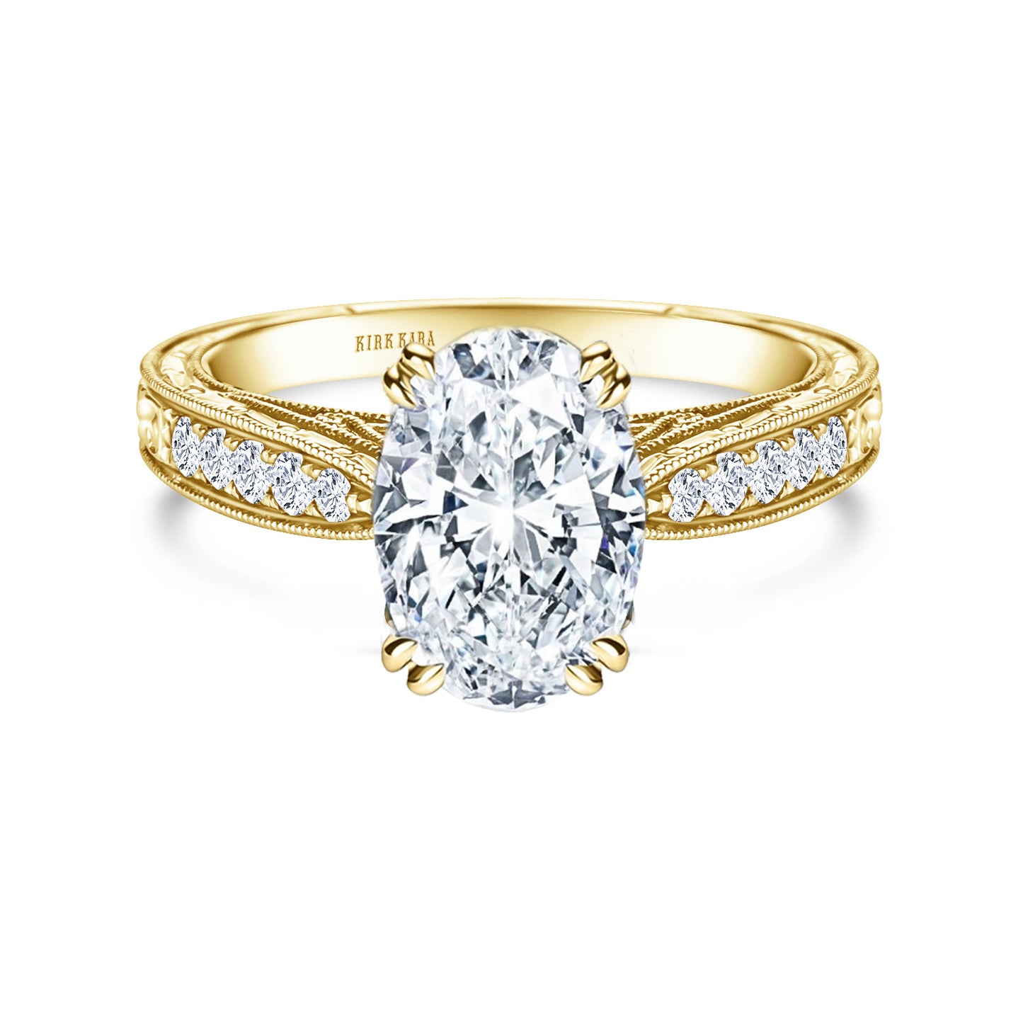 Hand Engraved Vintage Inspired Diamond Solitaire Engagement Ring