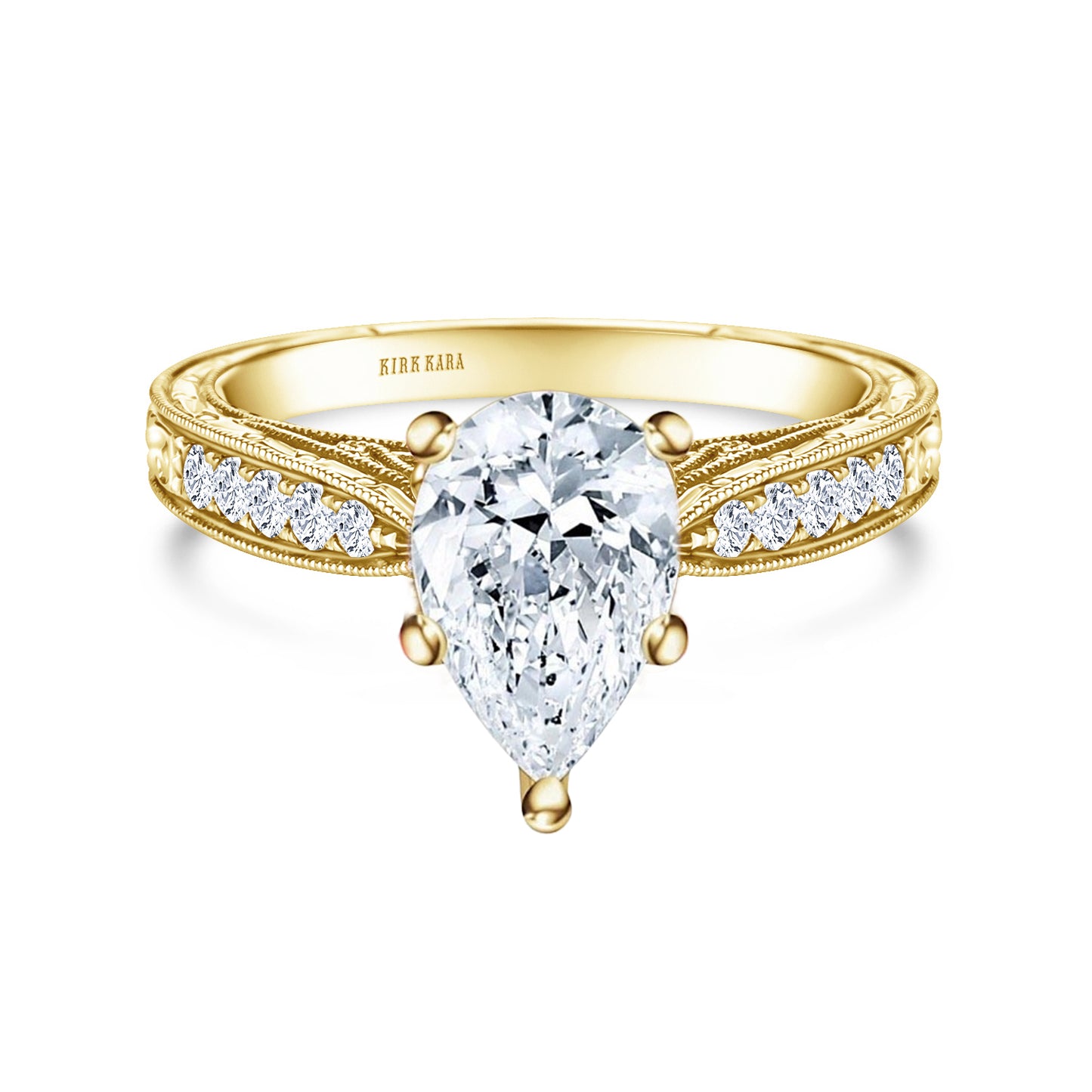 Hand Engraved Vintage Inspired Diamond Solitaire Engagement Ring