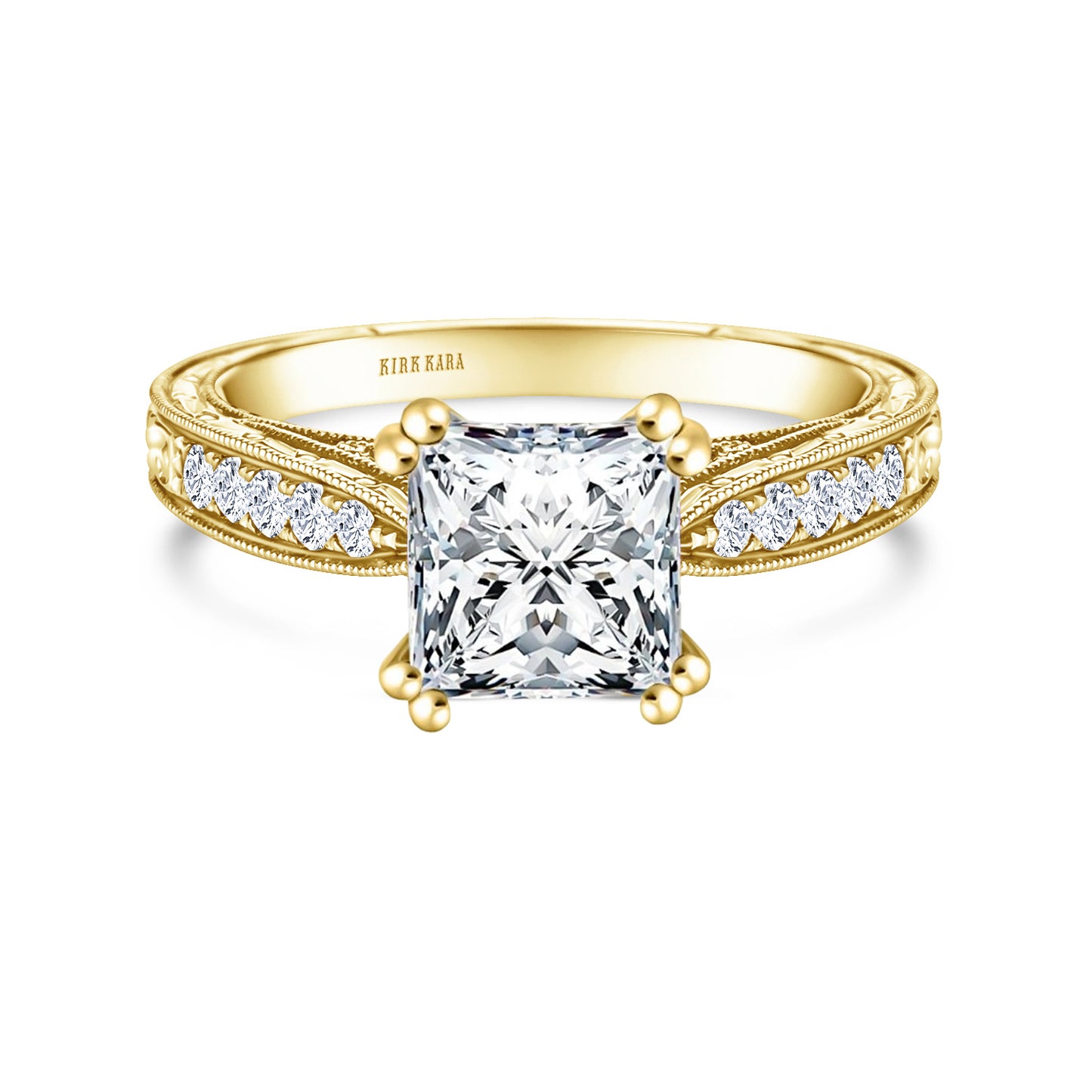 Hand Engraved Vintage Inspired Diamond Solitaire Engagement Ring