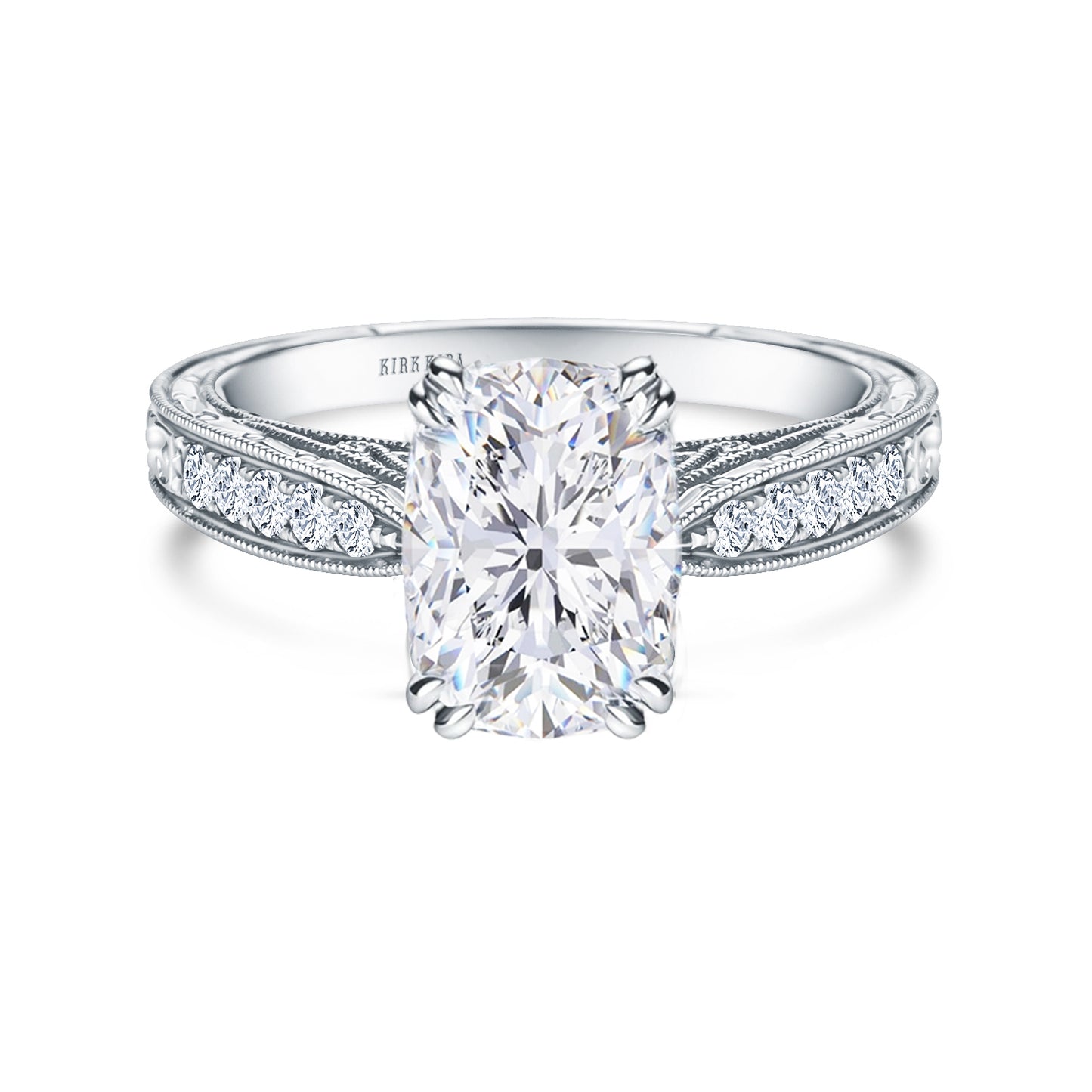 Hand Engraved Vintage Inspired Diamond Solitaire Engagement Ring