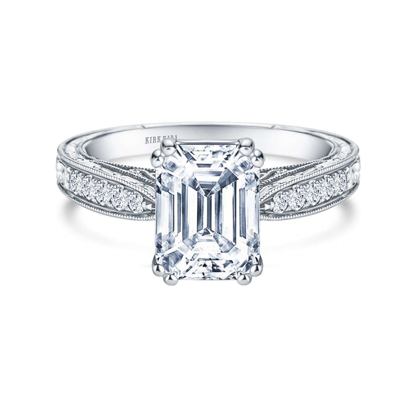 Hand Engraved Vintage Inspired Diamond Solitaire Engagement Ring