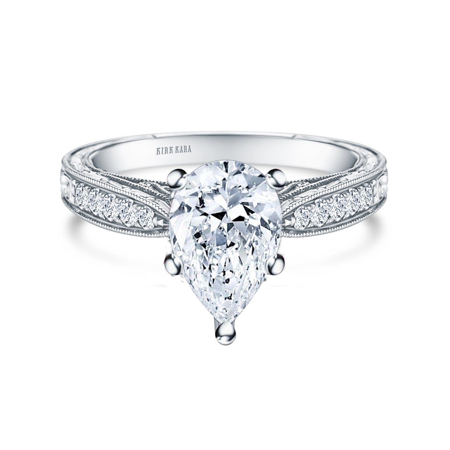 Hand Engraved Vintage Inspired Diamond Solitaire Engagement Ring