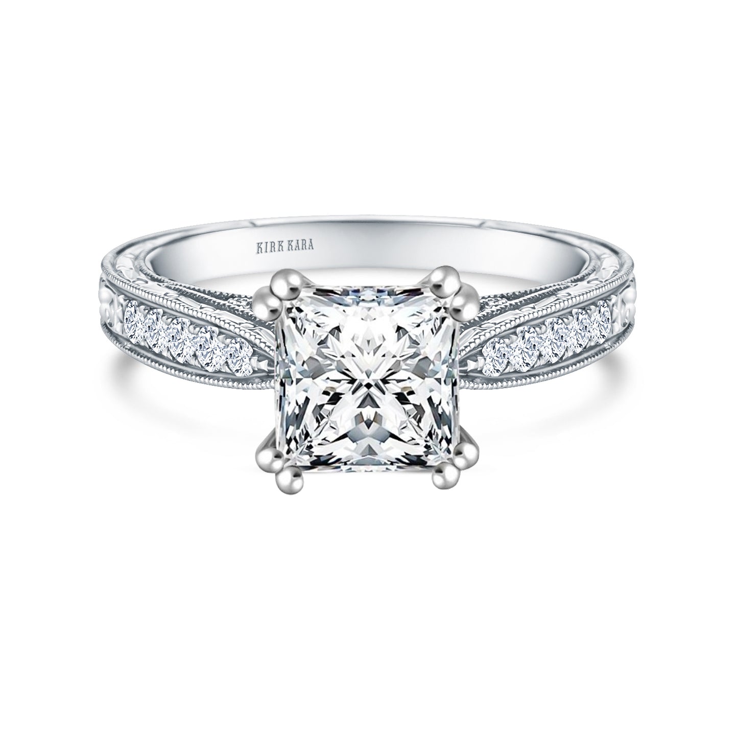 Hand Engraved Vintage Inspired Diamond Solitaire Engagement Ring