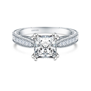 Hand Engraved Vintage Inspired Diamond Solitaire Engagement Ring