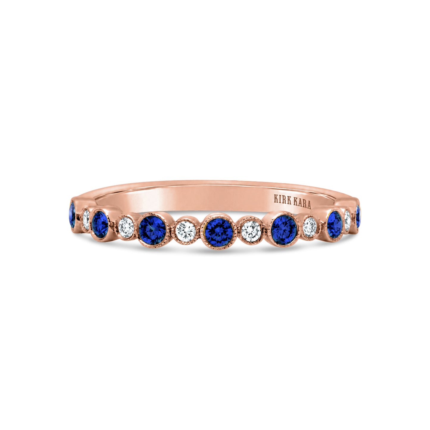 Boho Bubble Milgrain Sapphire & Diamond Wedding Band