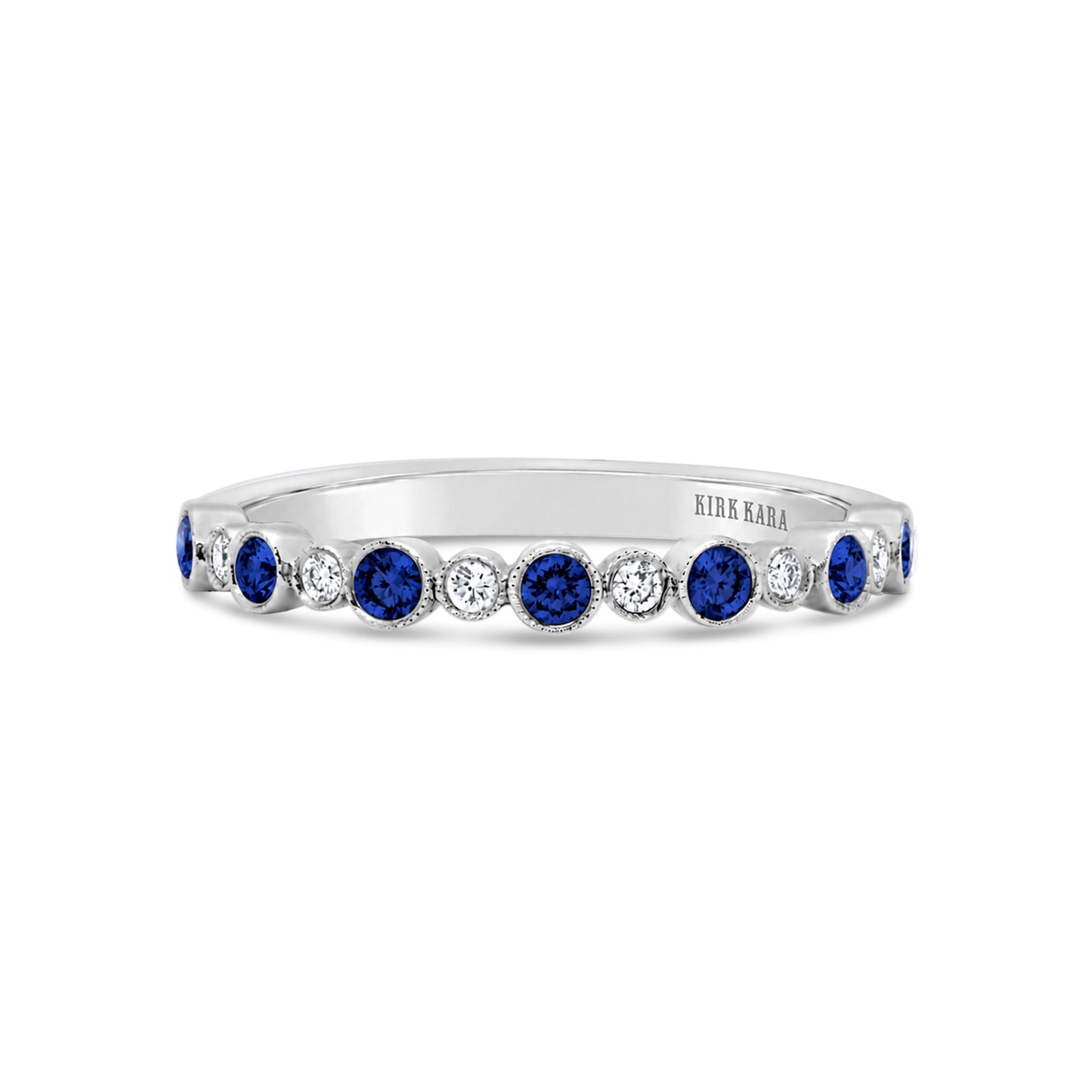 Boho Bubble Milgrain Sapphire & Diamond Wedding Band