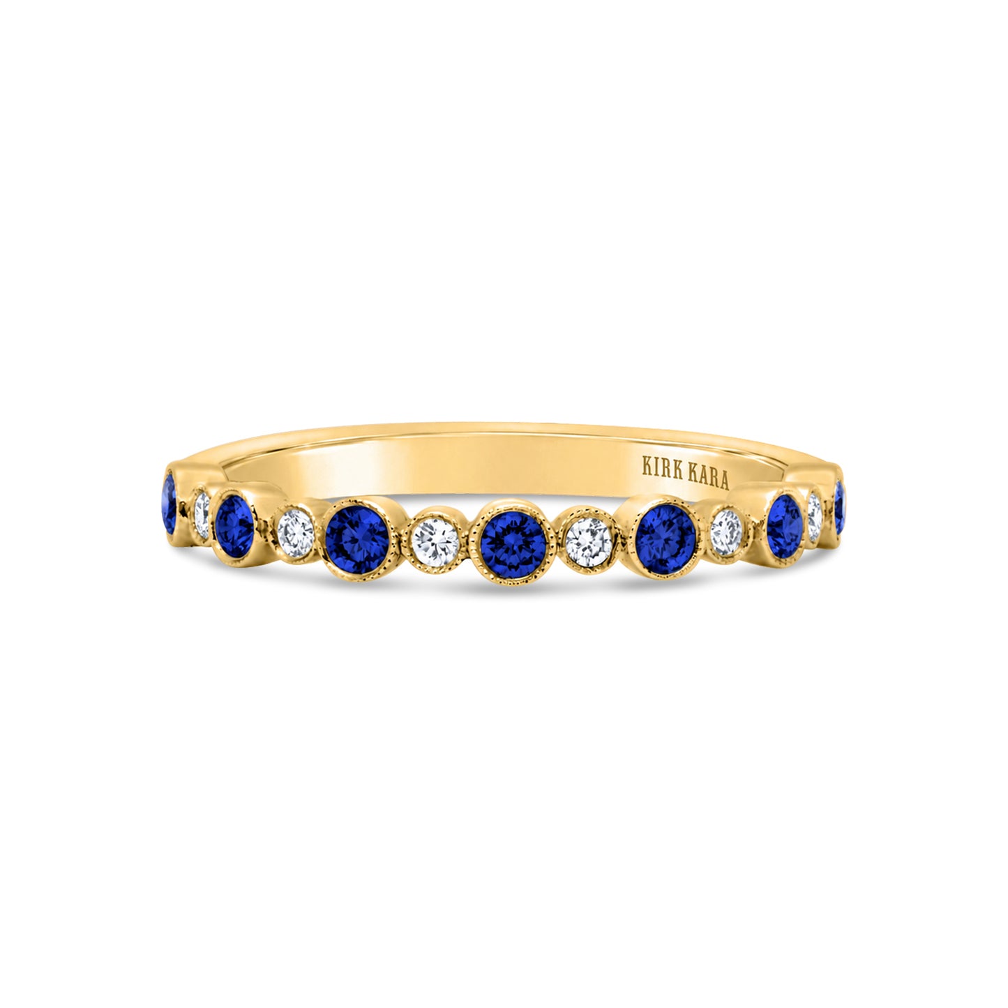 Boho Bubble Milgrain Sapphire & Diamond Wedding Band