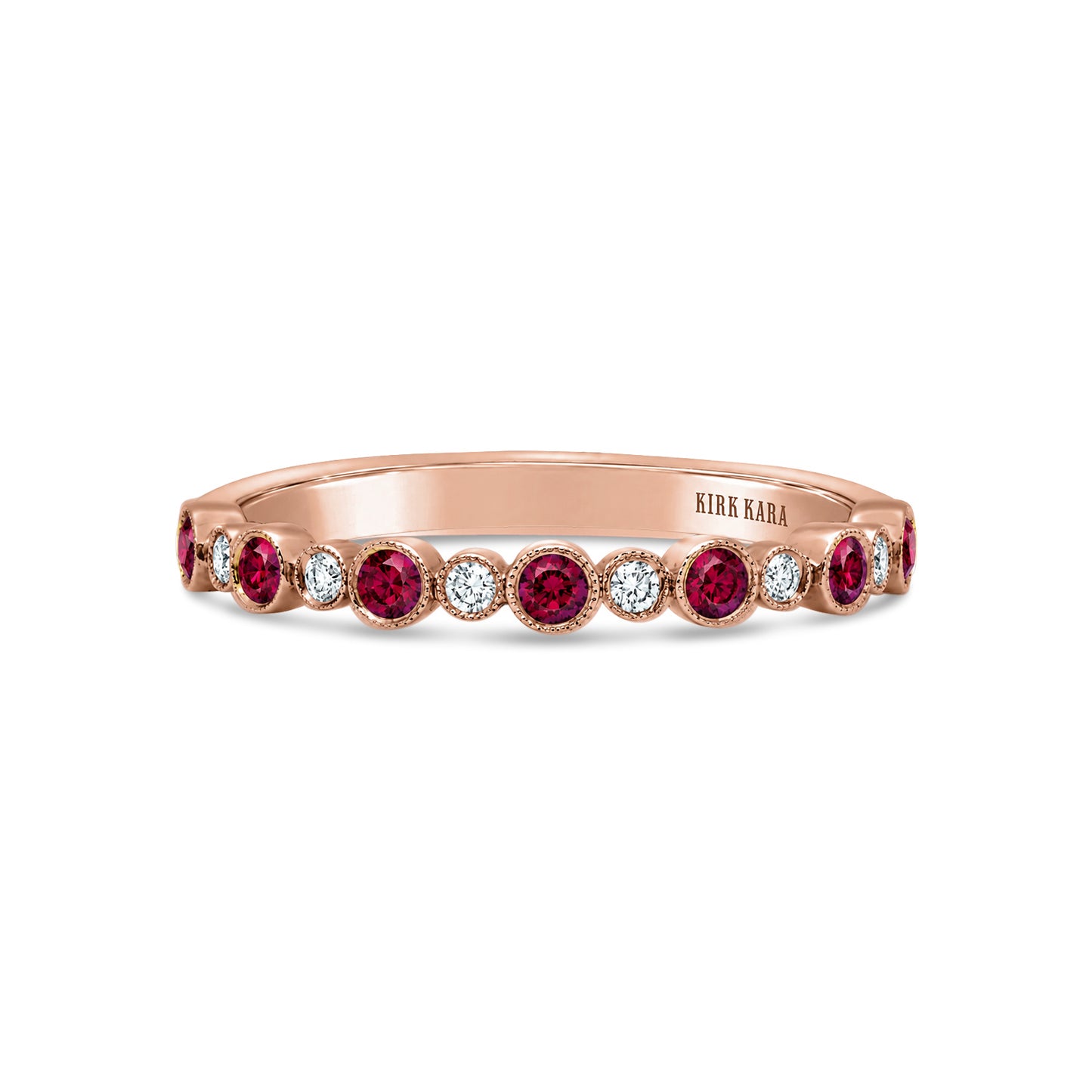 Boho Bubble Milgrain Ruby & Diamond Wedding Band