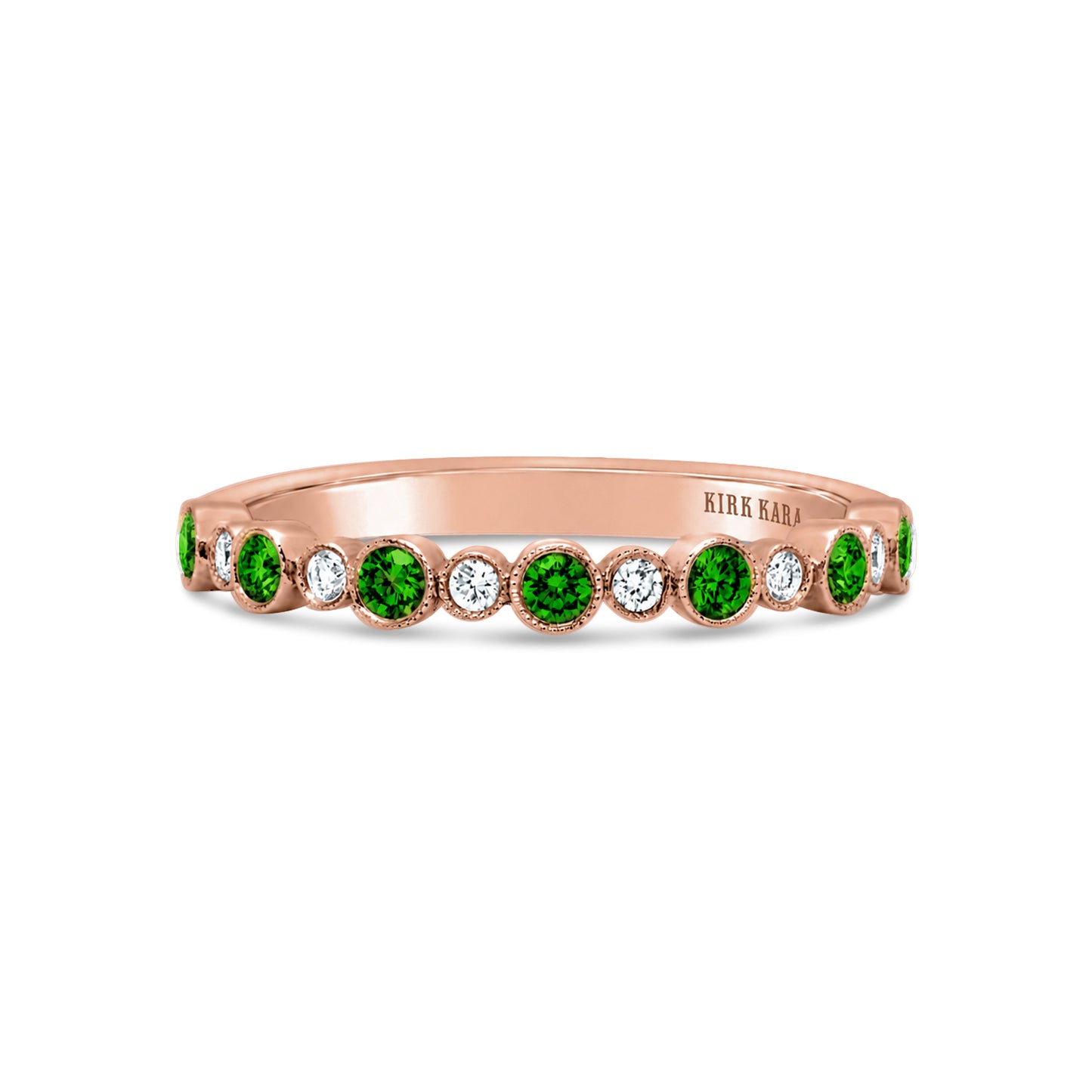 Boho Bubble Milgrain Tsavorite & Diamond Wedding Band